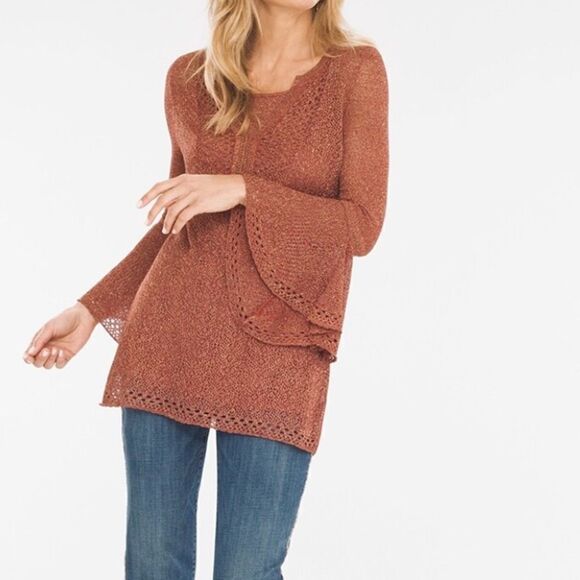 Chico’s Pullover Tank w/Sweater Long Bell Sleeve Size 1 Like new - Picture 2 of 6